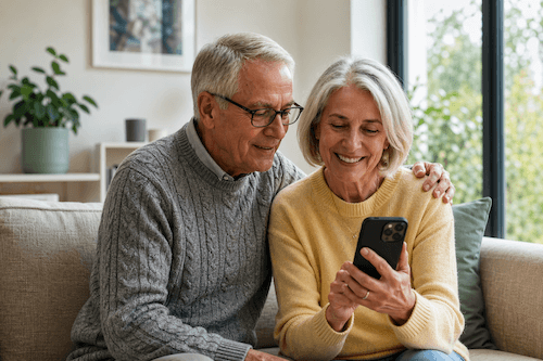 Seniorin nutzt die App im Alltag