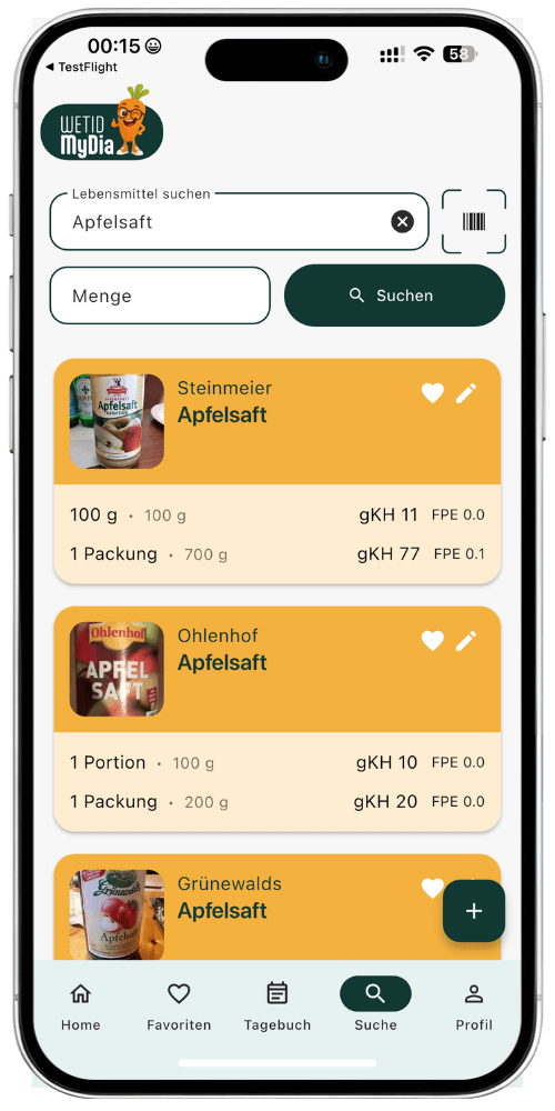 WETID-MyDia App Mockup